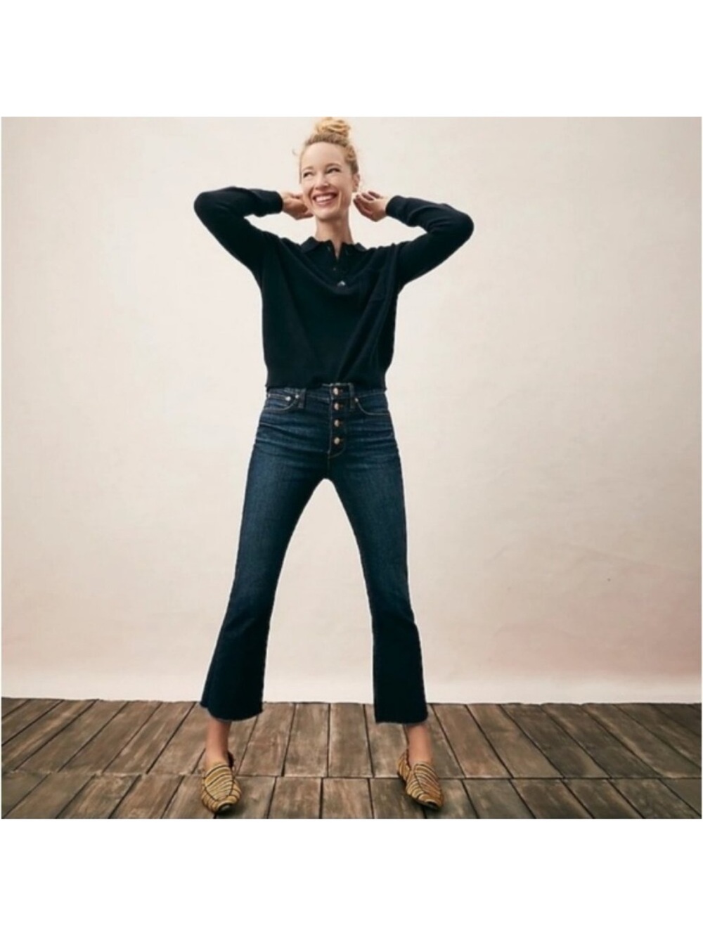 7. J.Crew Billie Demi Boot Dark Wash Button Fly High R